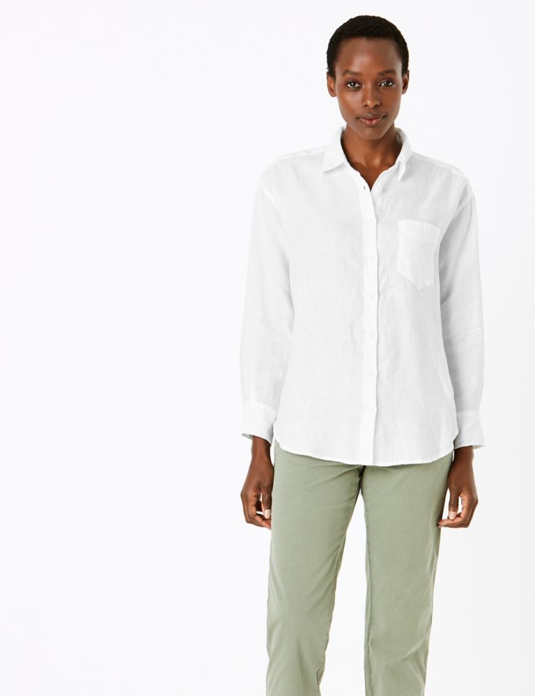 Pure Linen Oversized Long Sleeve Shirt 3 of 4
