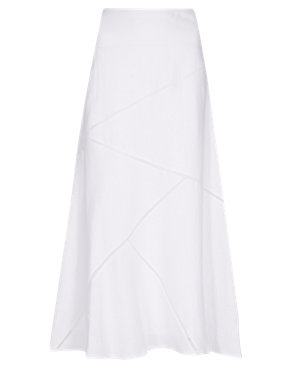 Pure Linen Panelled Maxi Skirt Image 2 of 3
