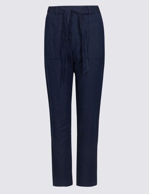 Pure Linen Peg Trousers Image 2 of 6