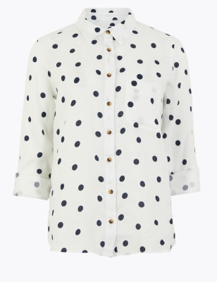 Pure Linen Polka Dot Shirt