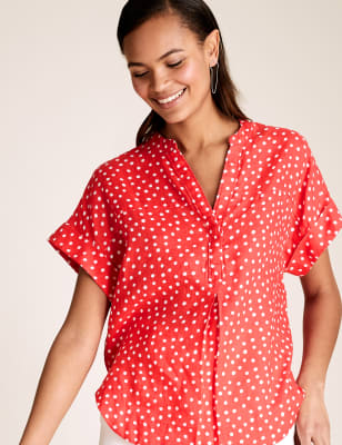 Polka Dot Short Sleeve Blouse