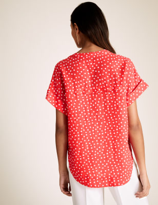 Pure Linen Polka Dot Short Sleeve Shirt