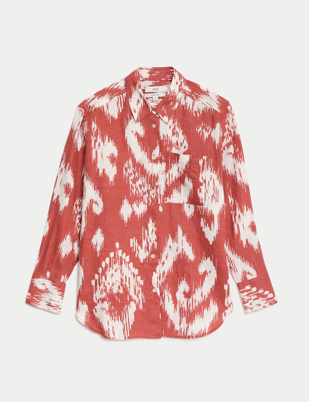 Pure Linen Printed Collared Relaxed Shirt 1 of 5
