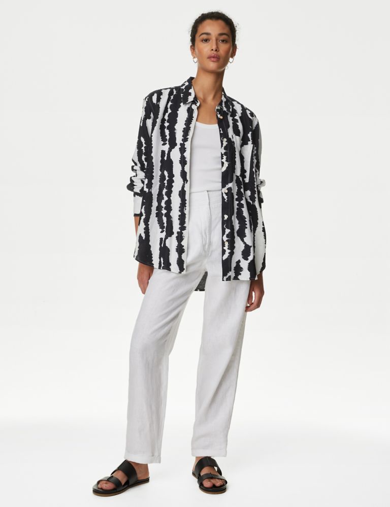 Pure Linen Printed Collared Relaxed Shirt 3 of 6