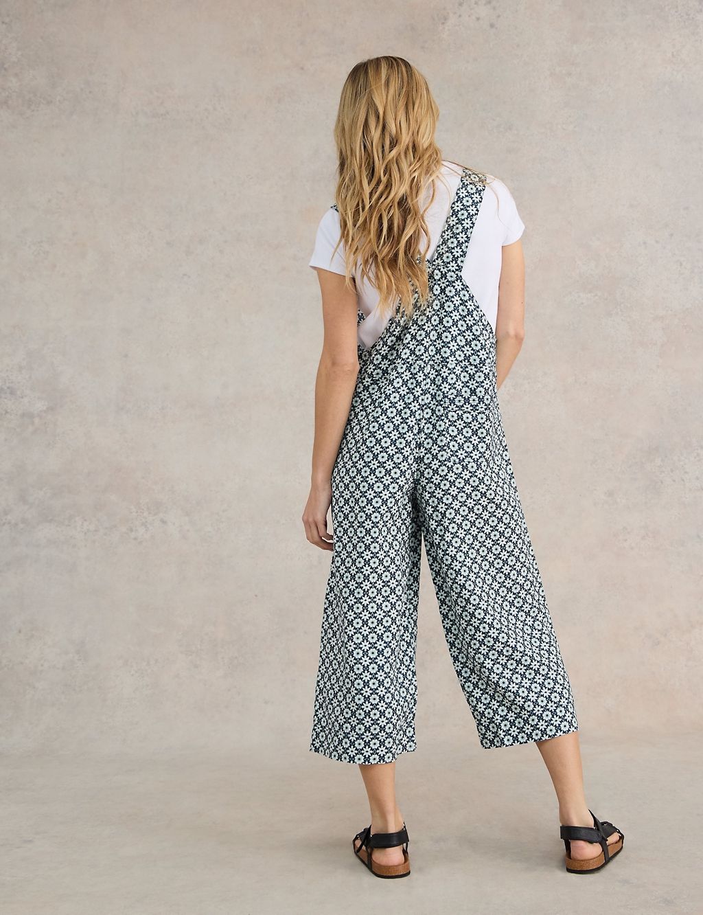 Pure Linen Printed Cropped Jumpsuit 2 of 6