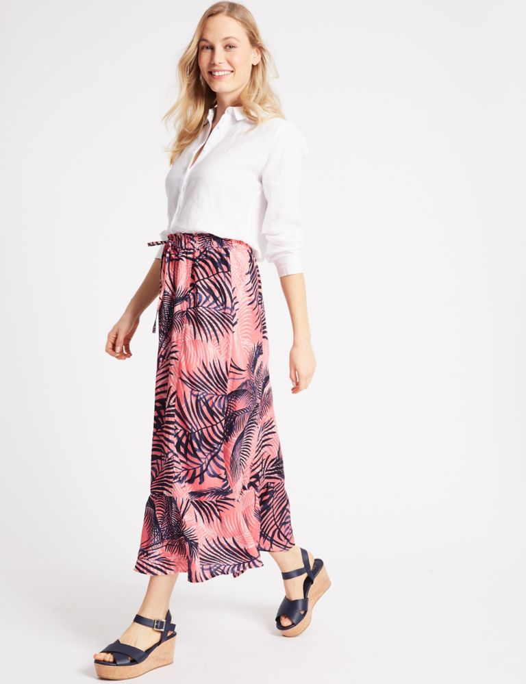 Pure Linen Printed Maxi Skirt 1 of 5
