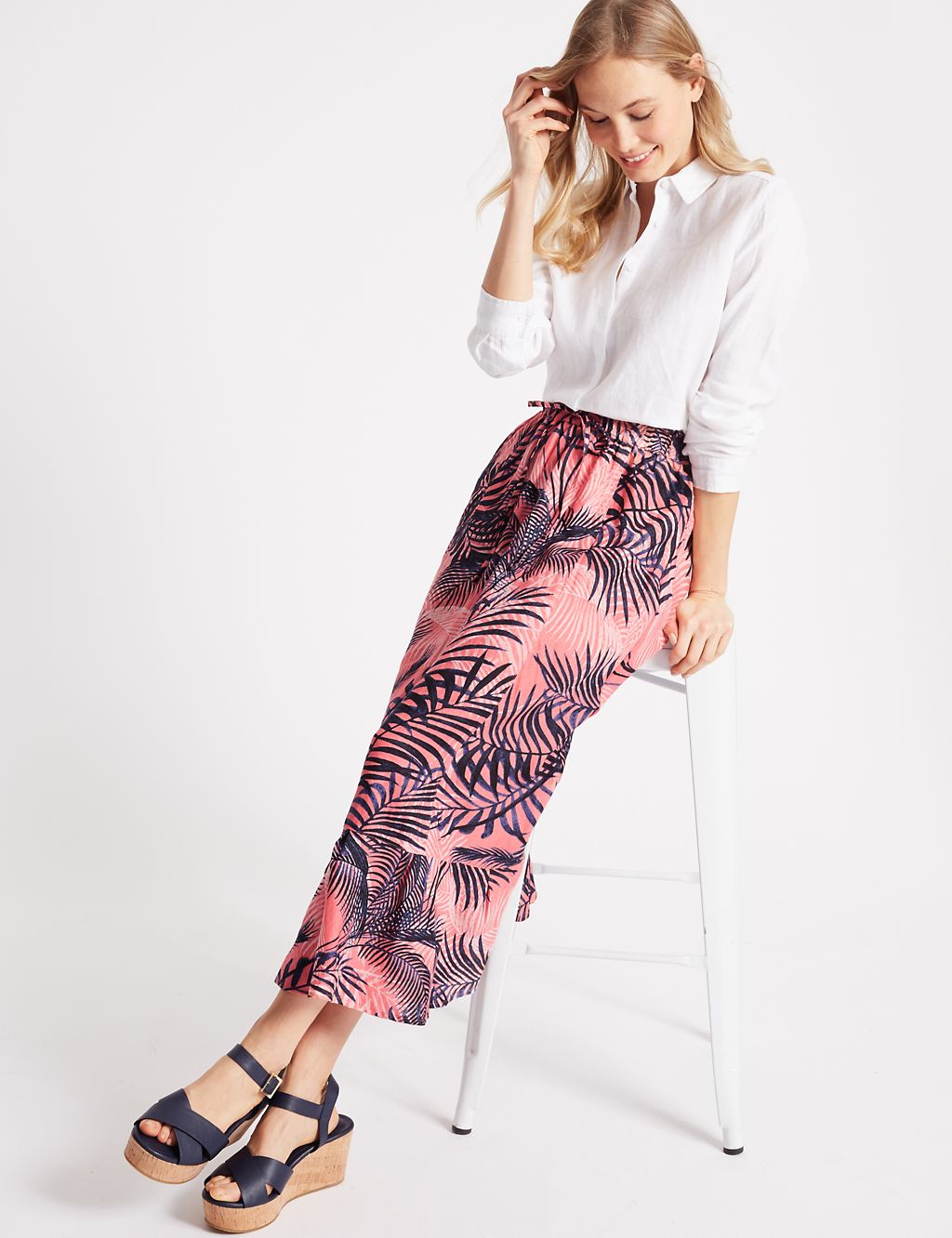 Pure Linen Printed Maxi Skirt 2 of 5