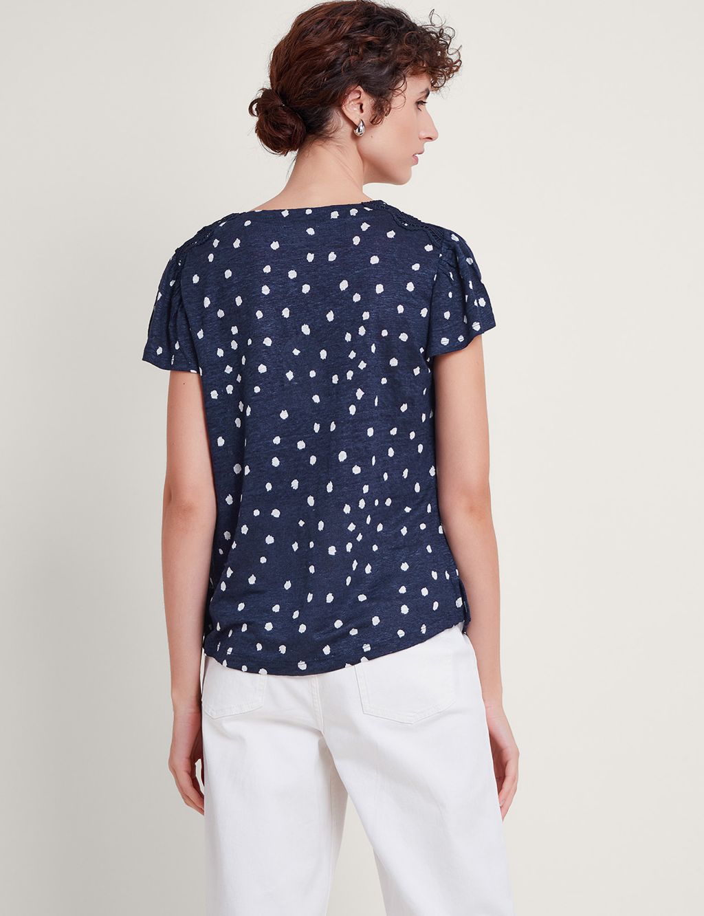 Pure Linen Printed V-Neck Top 1 of 4