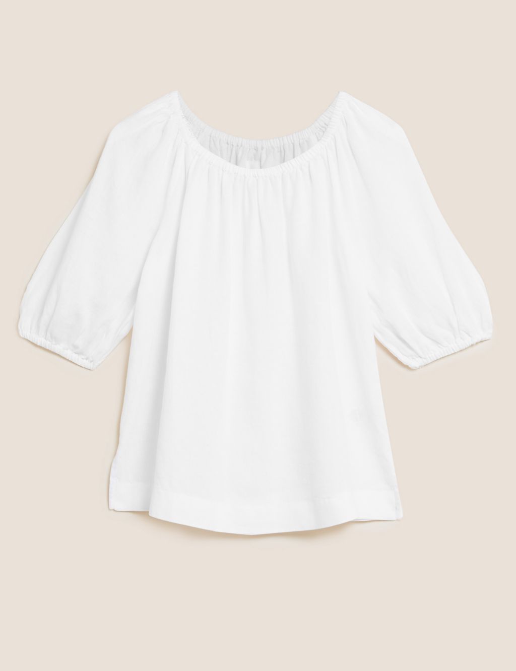 Pure Linen Puff Sleeve Blouse 2 of 5
