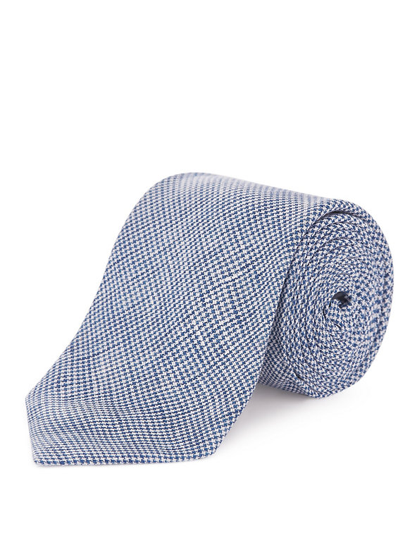 Pure Linen Puppytooth Checked Tie Image 1 of 1