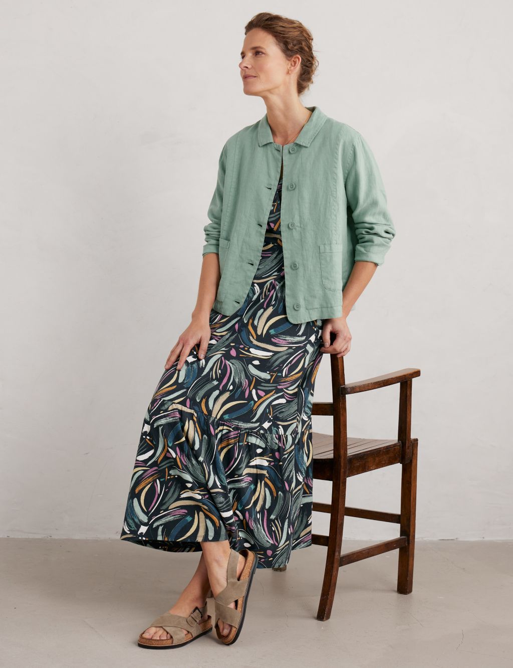 Pure Linen Relaxed Collared Short Jacket 3 of 5