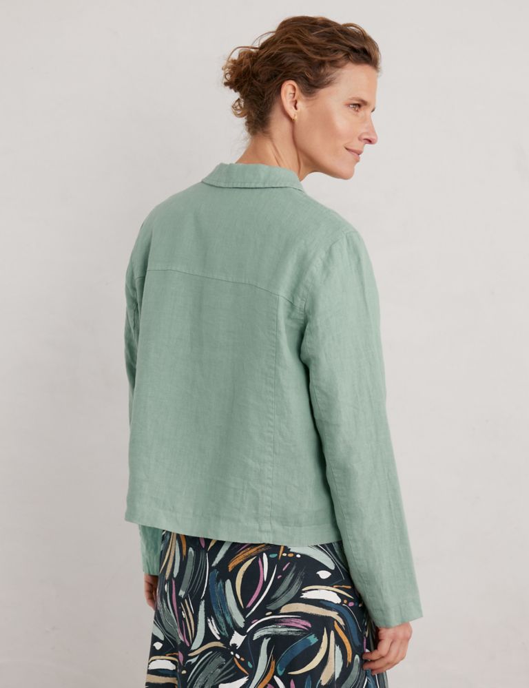 Pure Linen Relaxed Collared Short Jacket 4 of 5
