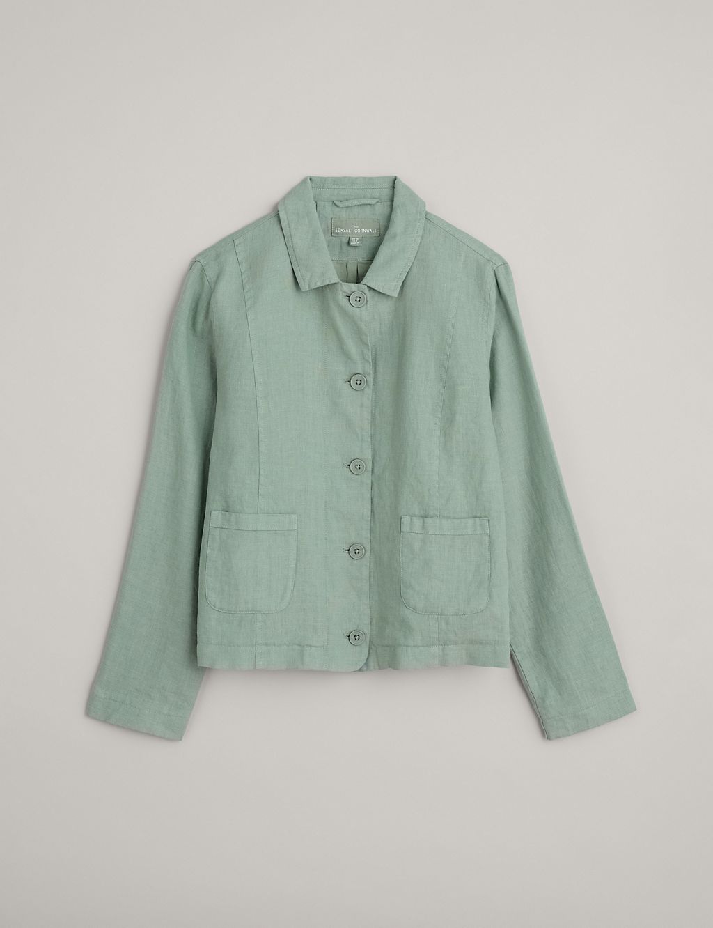Pure Linen Relaxed Collared Short Jacket 1 of 5