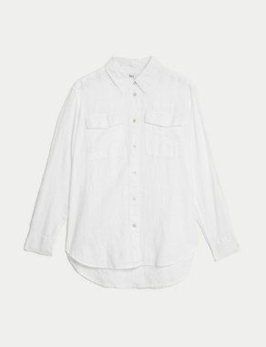 Pure Linen Relaxed Utility Shirt Image 2 of 5