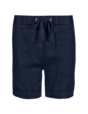 Pure Linen Roll Up Shorts Image 2 of 3