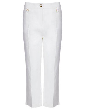 Pure Linen Roma Cropped Trousers Image 2 of 5