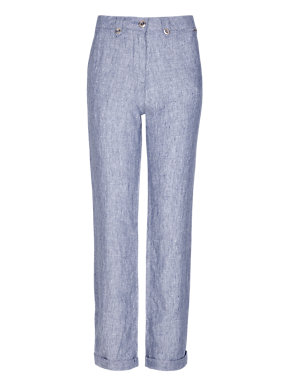 Pure Linen Roma Rise Straight Leg Trousers Image 2 of 4