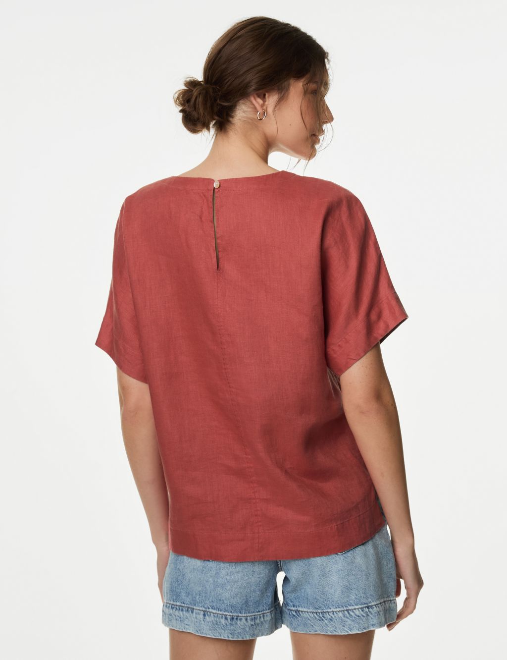 Pure Linen Round Neck Relaxed Blouse 6 of 6
