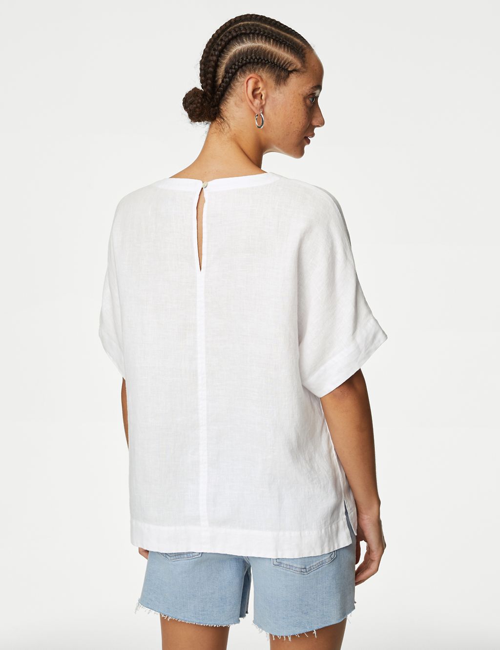 Pure Linen Round Neck Relaxed Blouse 5 of 5