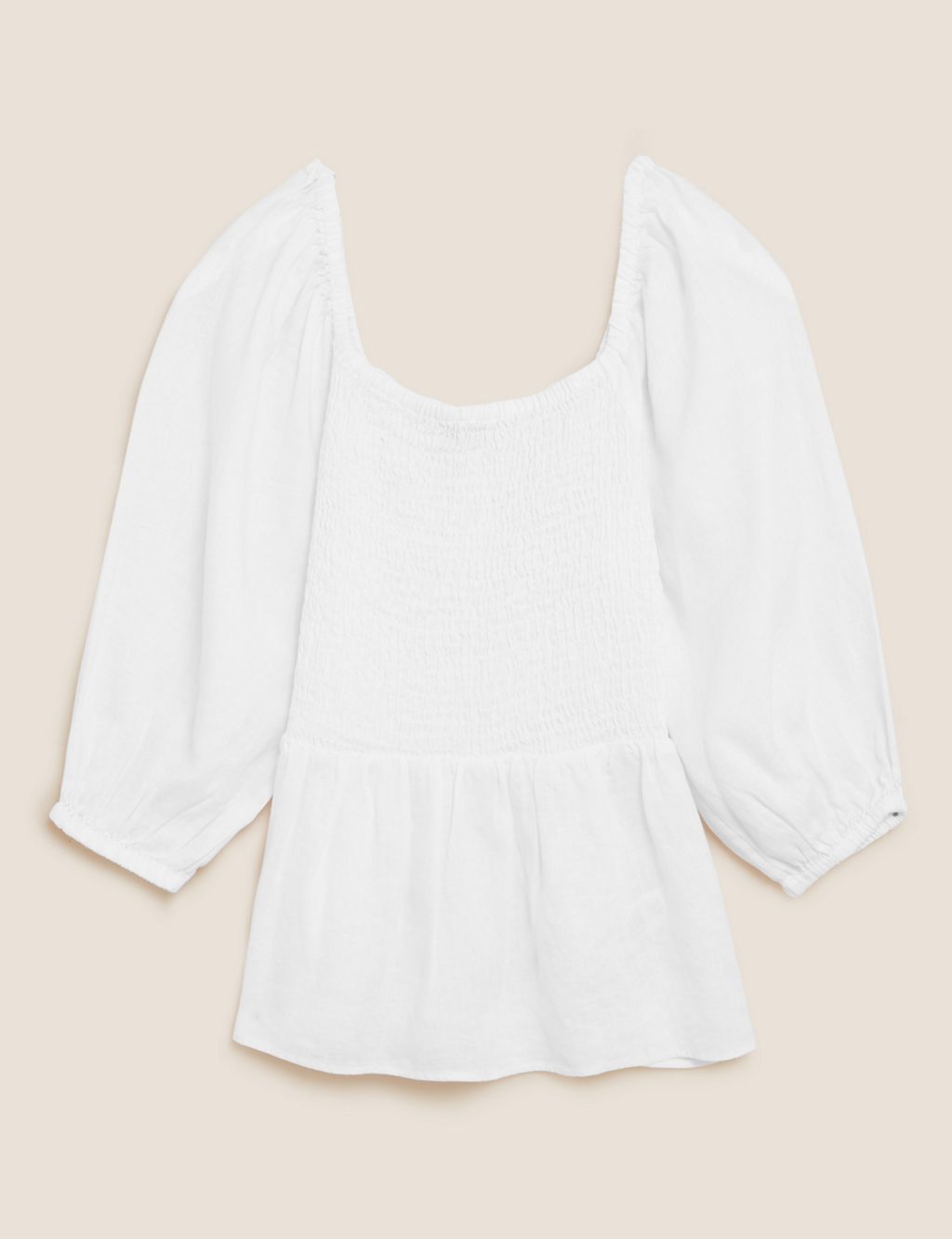 Pure Linen Shirred Square Neck Top | M&S Collection | M&S