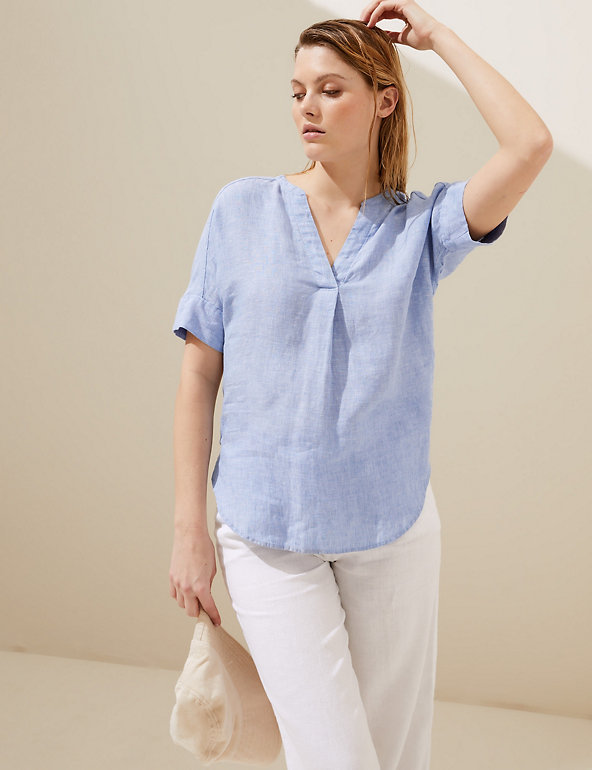 Woman Within Womens Plus Size Linen Popover Tunic