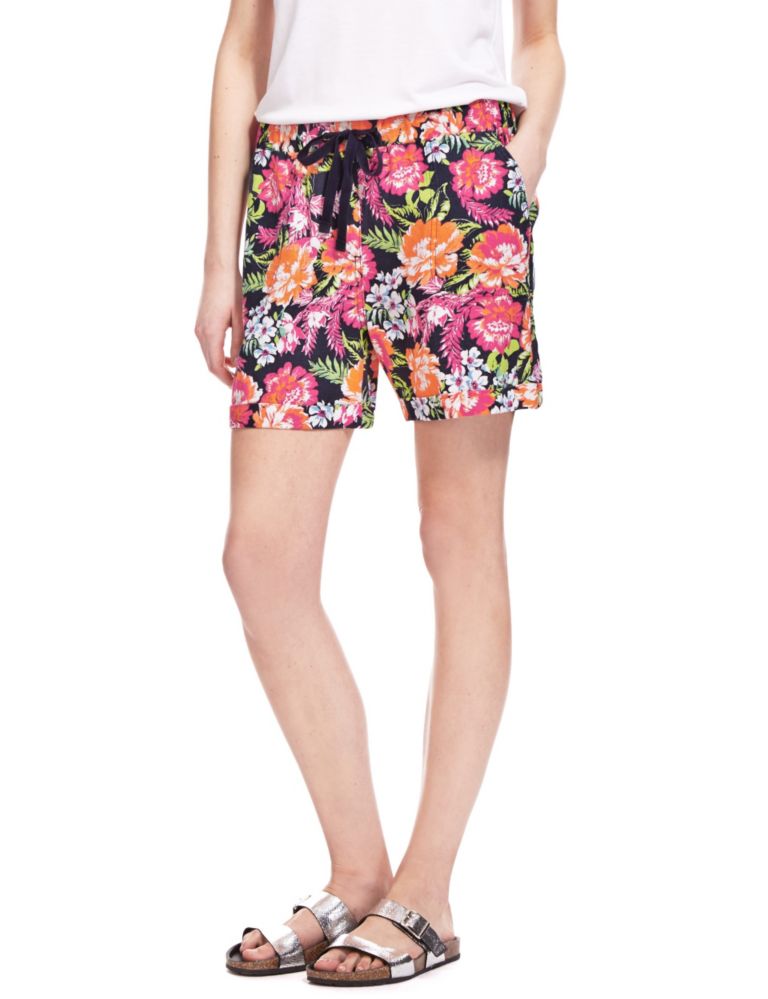 Pure Linen Shorts Floral Shorts 1 of 4