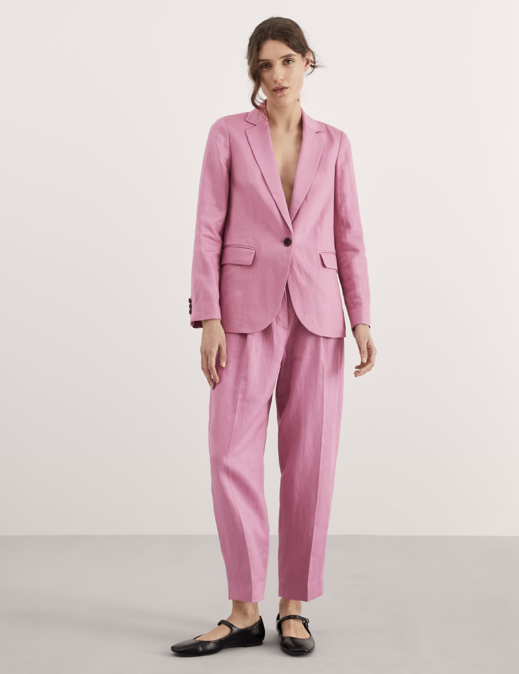 Plus Solid blazer jacket featuring shirred detail at sleeve j13752p main image 1