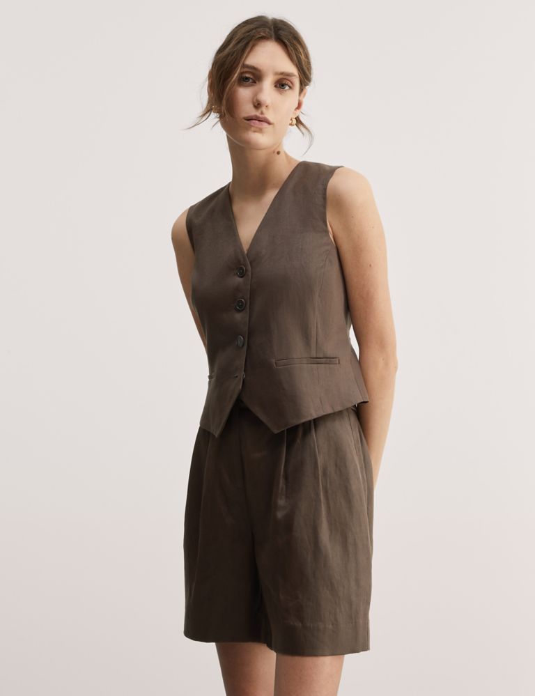 Pure Linen Single Breasted Waistcoat 5 of 7