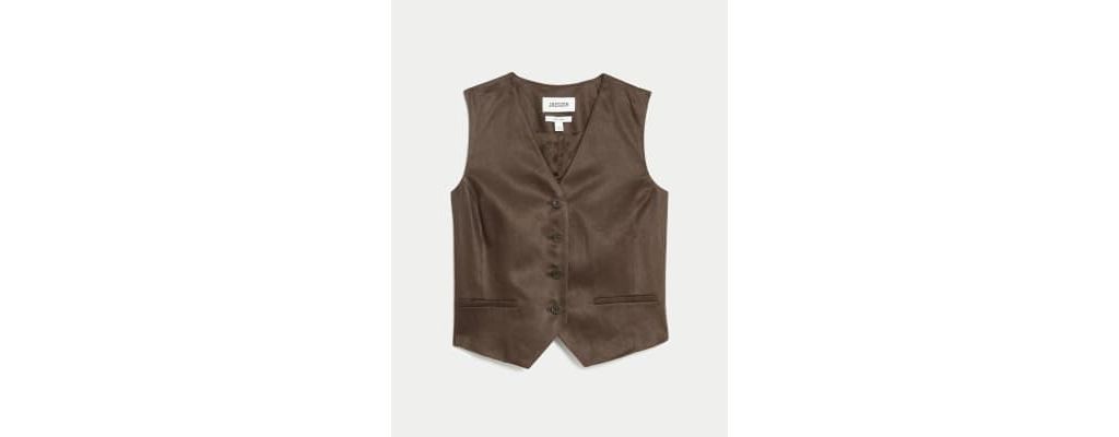 Pure Linen Single Breasted Waistcoat 1 of 7