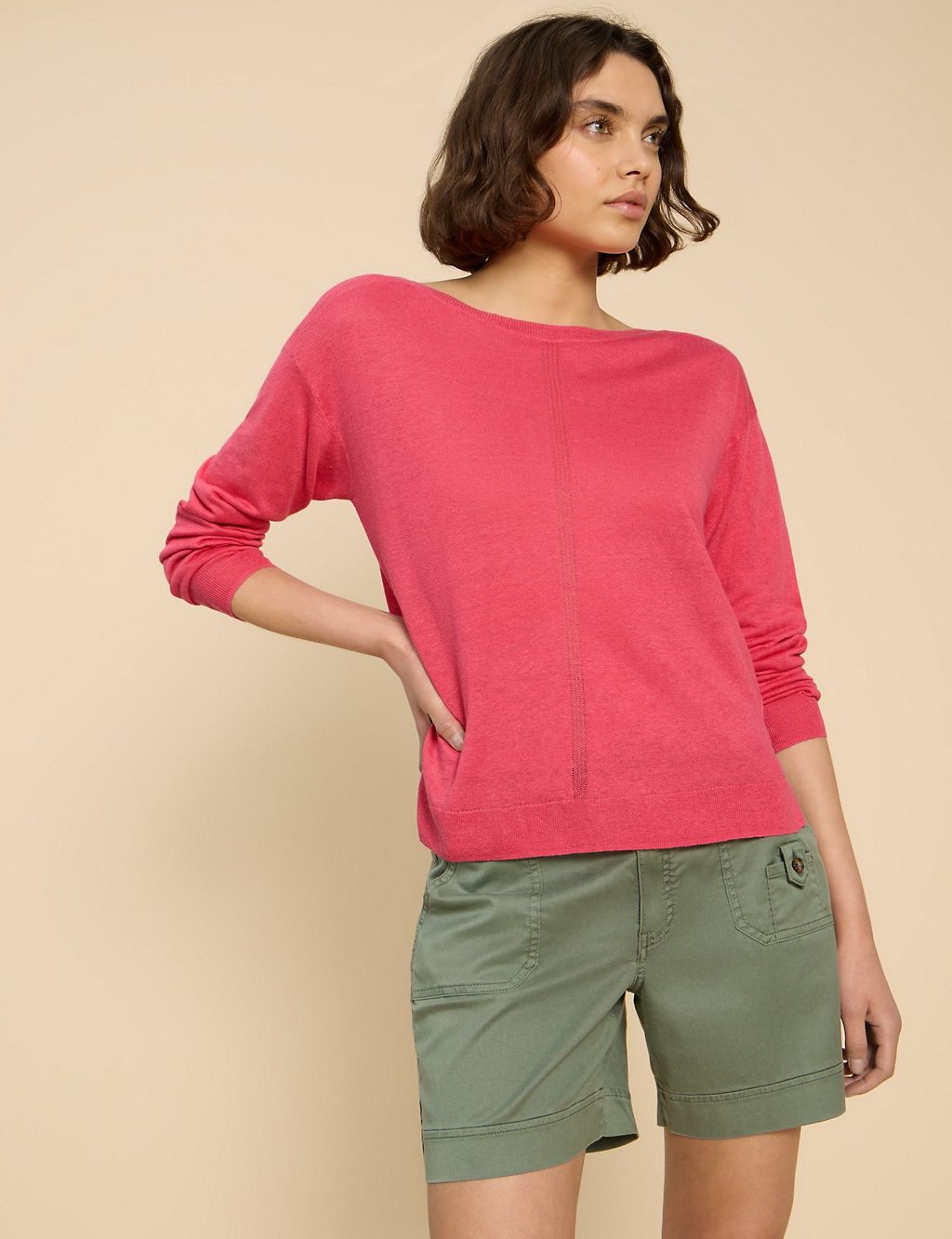 Pure Linen Slash Neck Relaxed Jumper 3 of 6