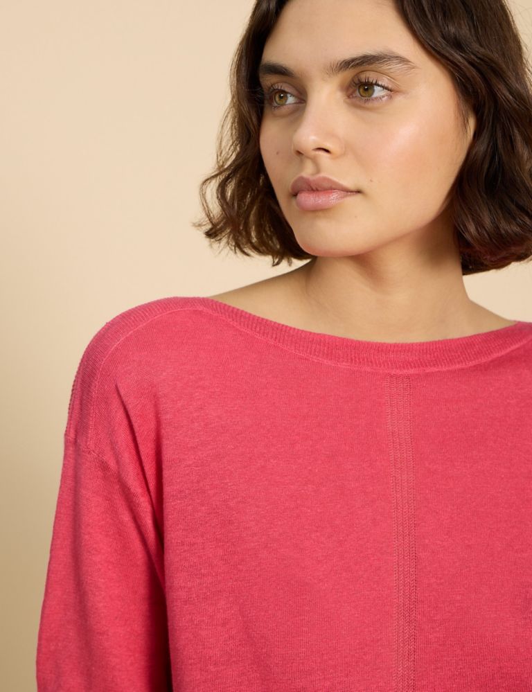 Pure Linen Slash Neck Relaxed Jumper 5 of 6