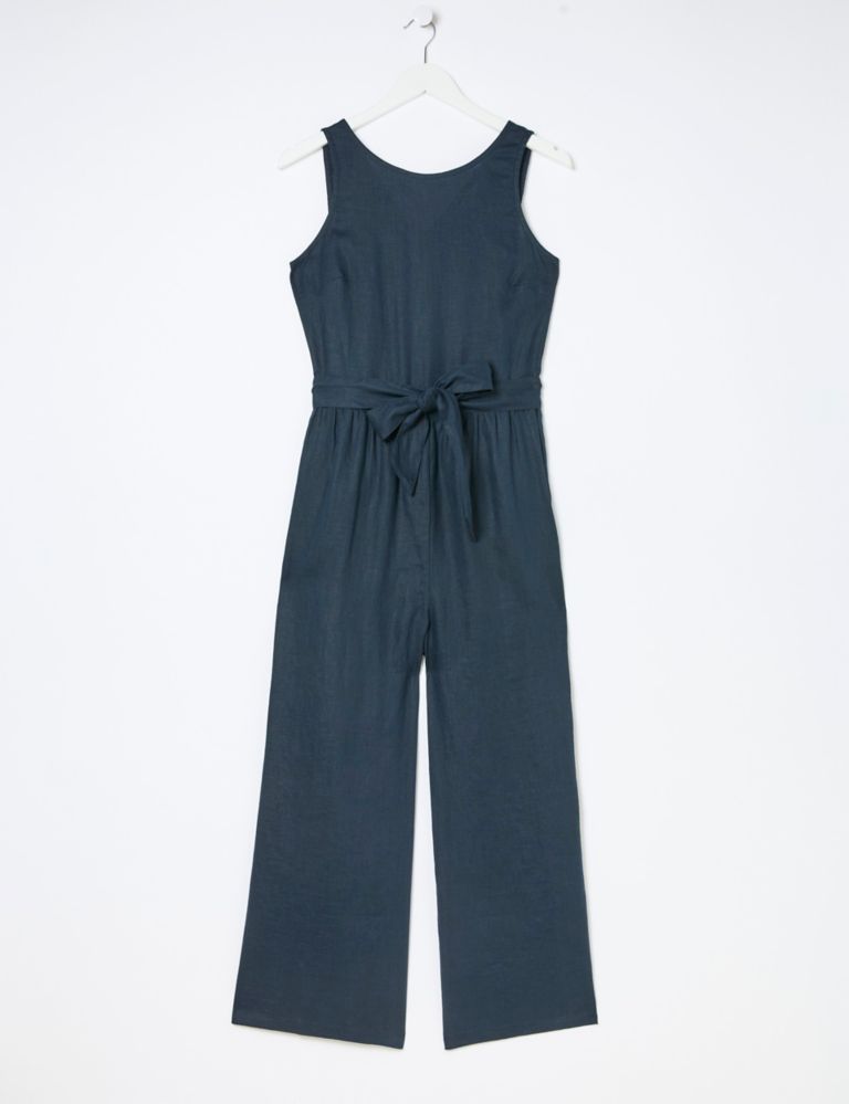 Pure Linen Sleeveless Cropped Jumpsuit 2 of 6