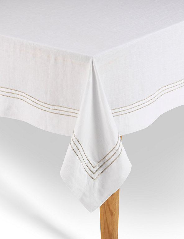Pure Linen Stitch Tablecloth Image 1 of 1