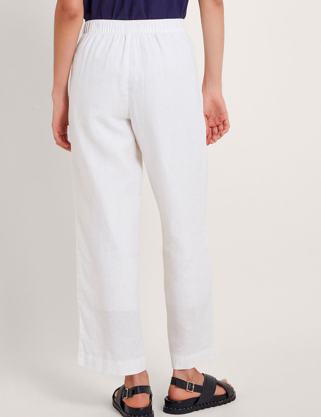 Pure Linen Straight Leg Cropped Trousers 4 of 4