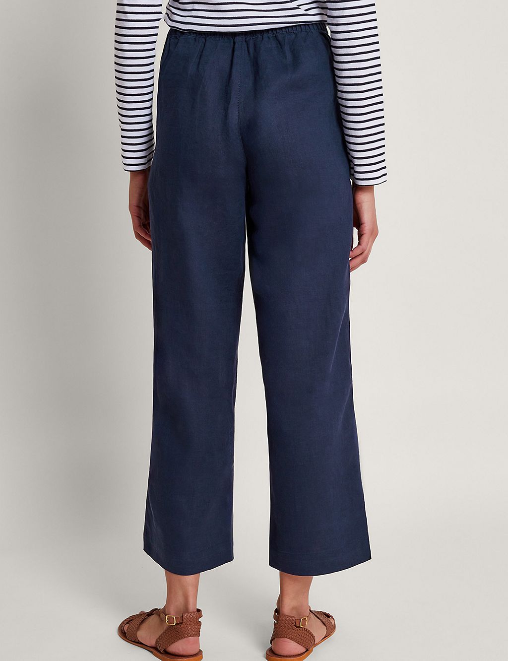 Pure Linen Straight Leg Cropped Trousers 5 of 5