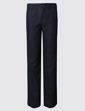 Pure Linen Straight Leg Trousers Image 2 of 3