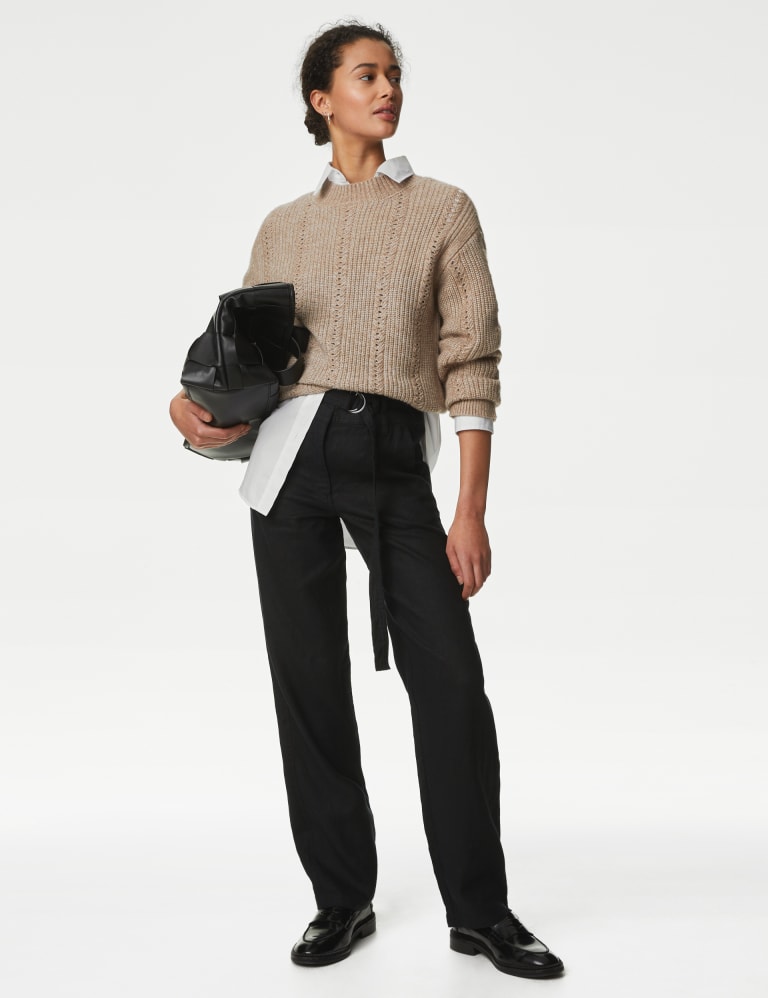 Pure Linen Straight Leg Trousers