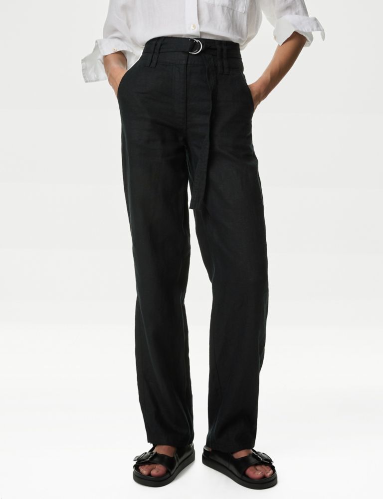 Pure Linen Straight Leg Trousers 4 of 6