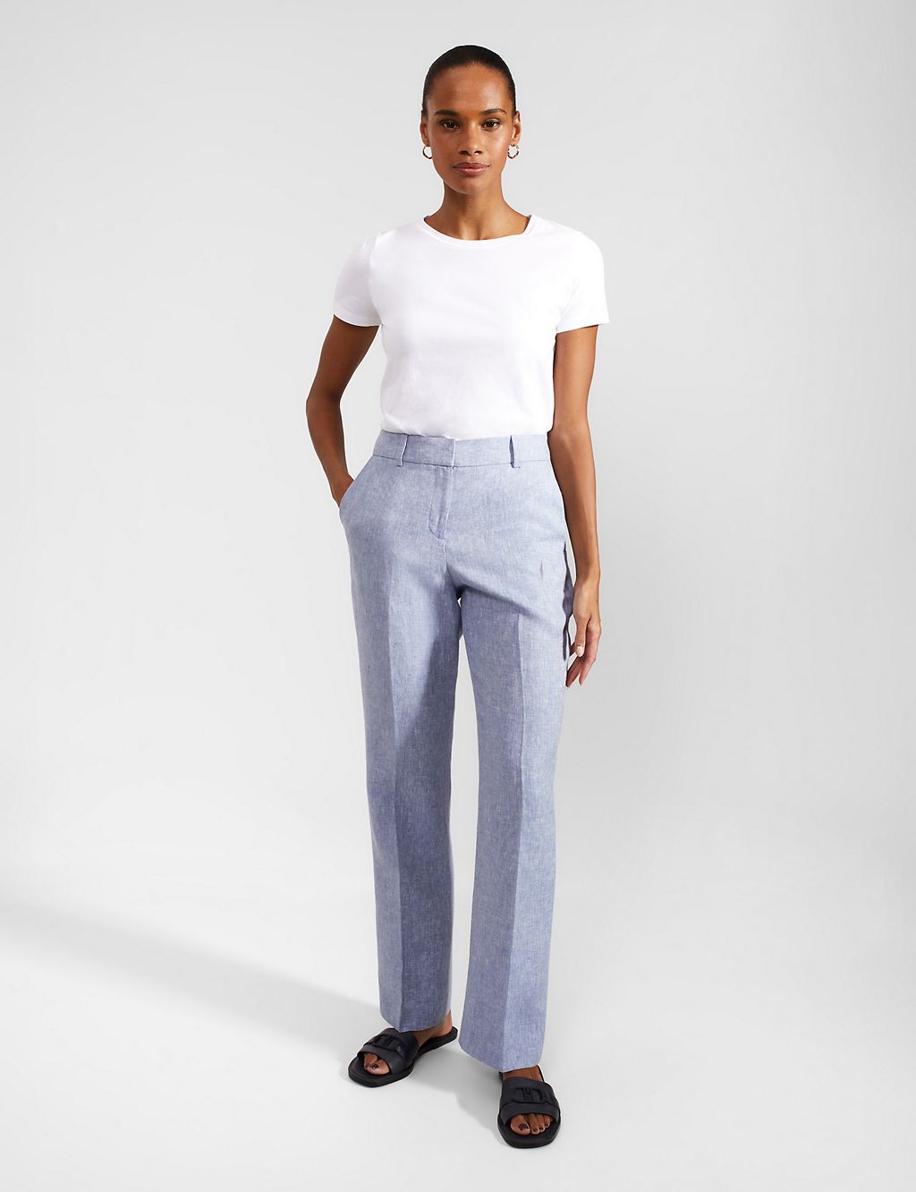 Pure Linen Straight Leg Trousers 3 of 7