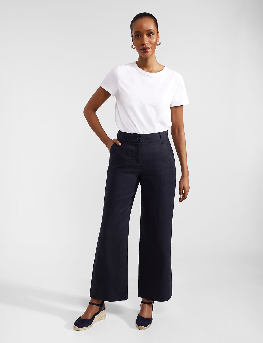 Pure Linen Straight Leg Trousers 3 of 6