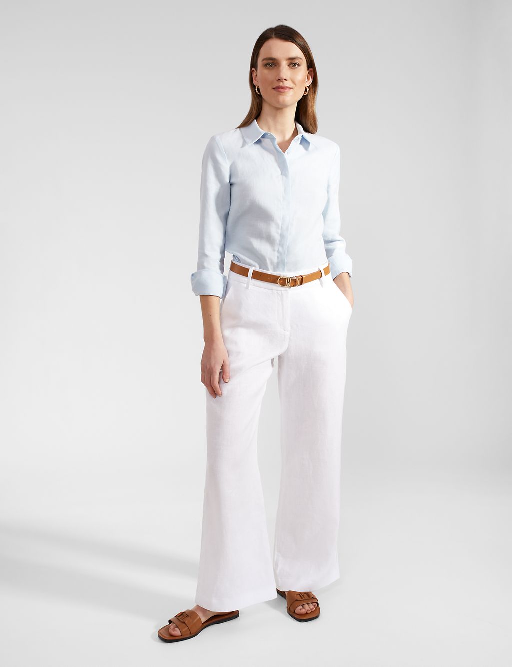 Pure Linen Straight Leg Trousers 3 of 7