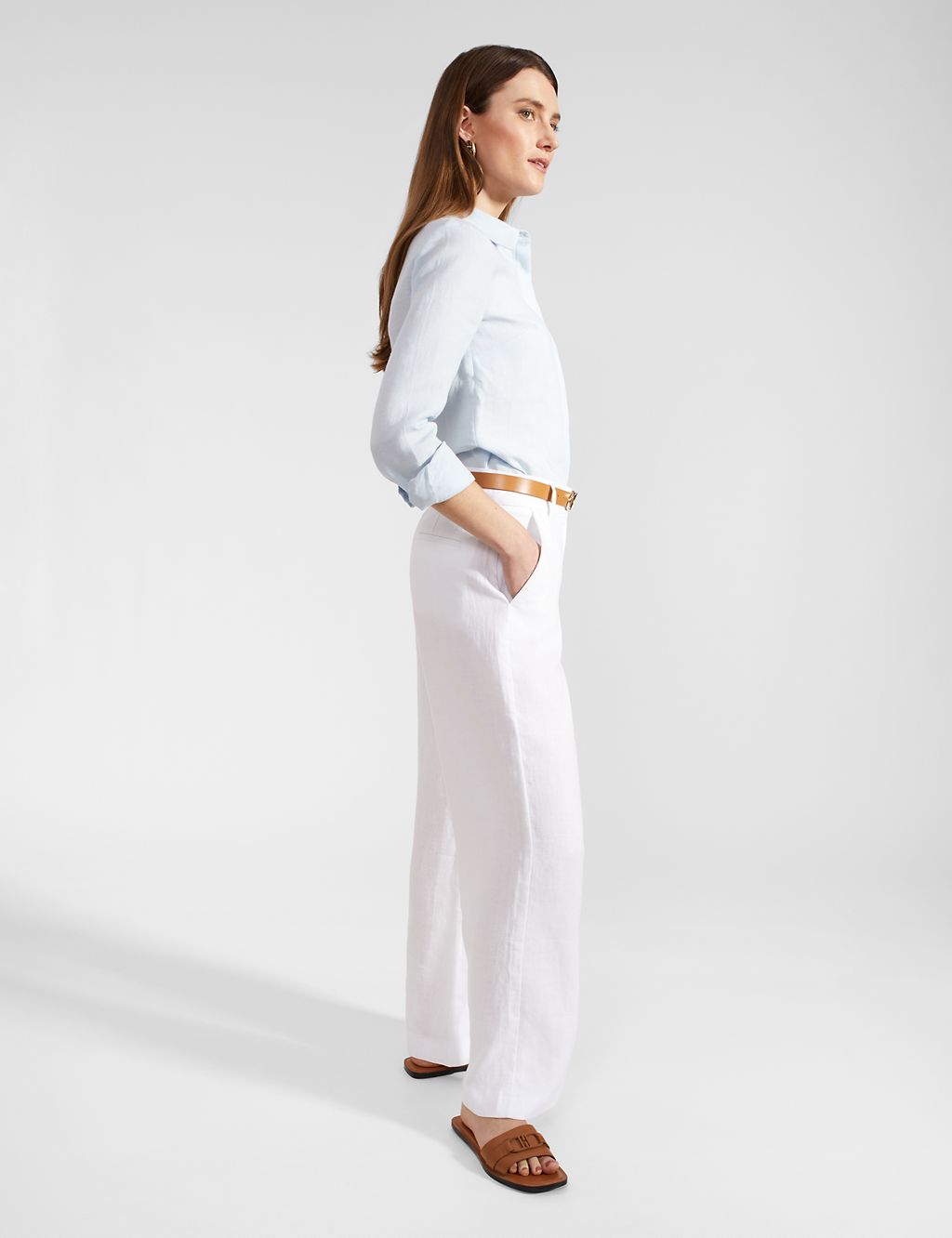 Pure Linen Straight Leg Trousers 7 of 7
