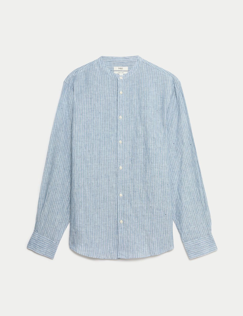 Pure Linen Striped Grandad Collar Shirt | M&S Collection | M&S