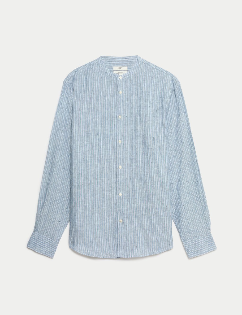 Pure Linen Striped Grandad Collar Shirt | M&S Collection | M&S
