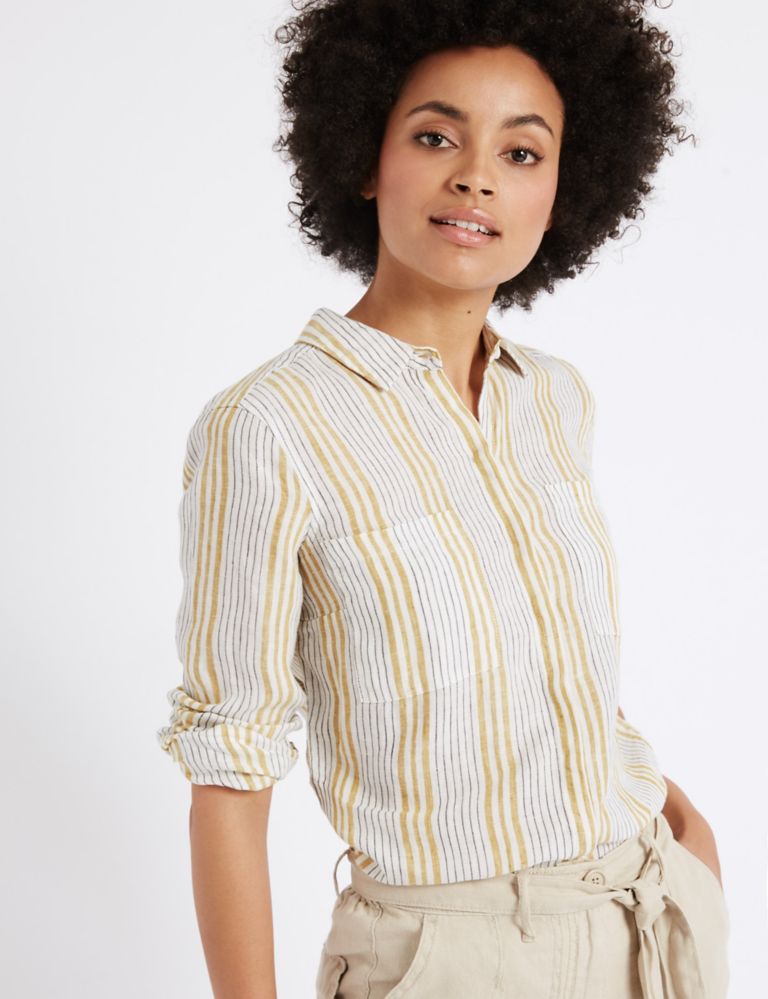 Pure Linen Striped Long Sleeve Shirt 3 of 4