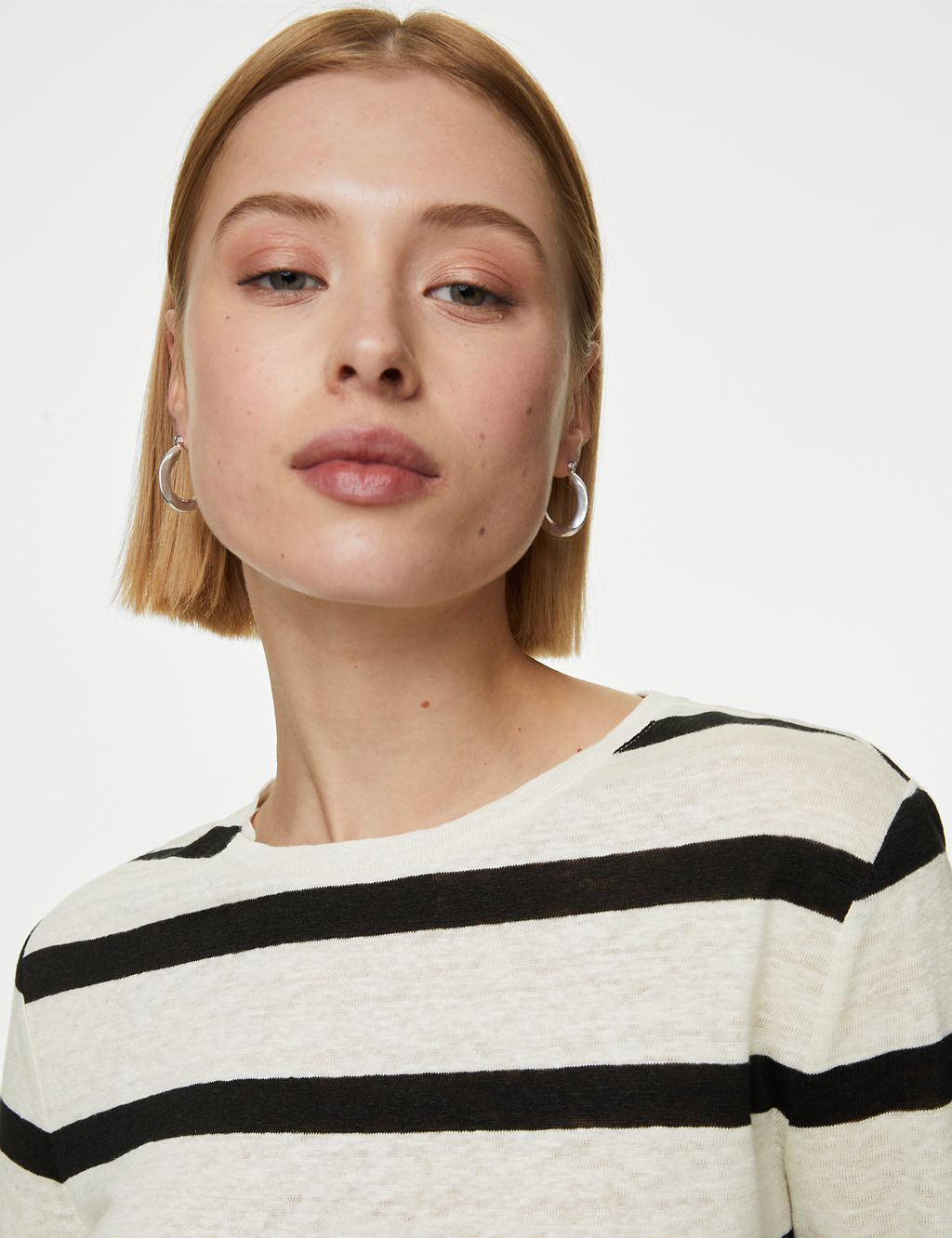 Pure Linen Striped Regular Fit Top 2 of 5