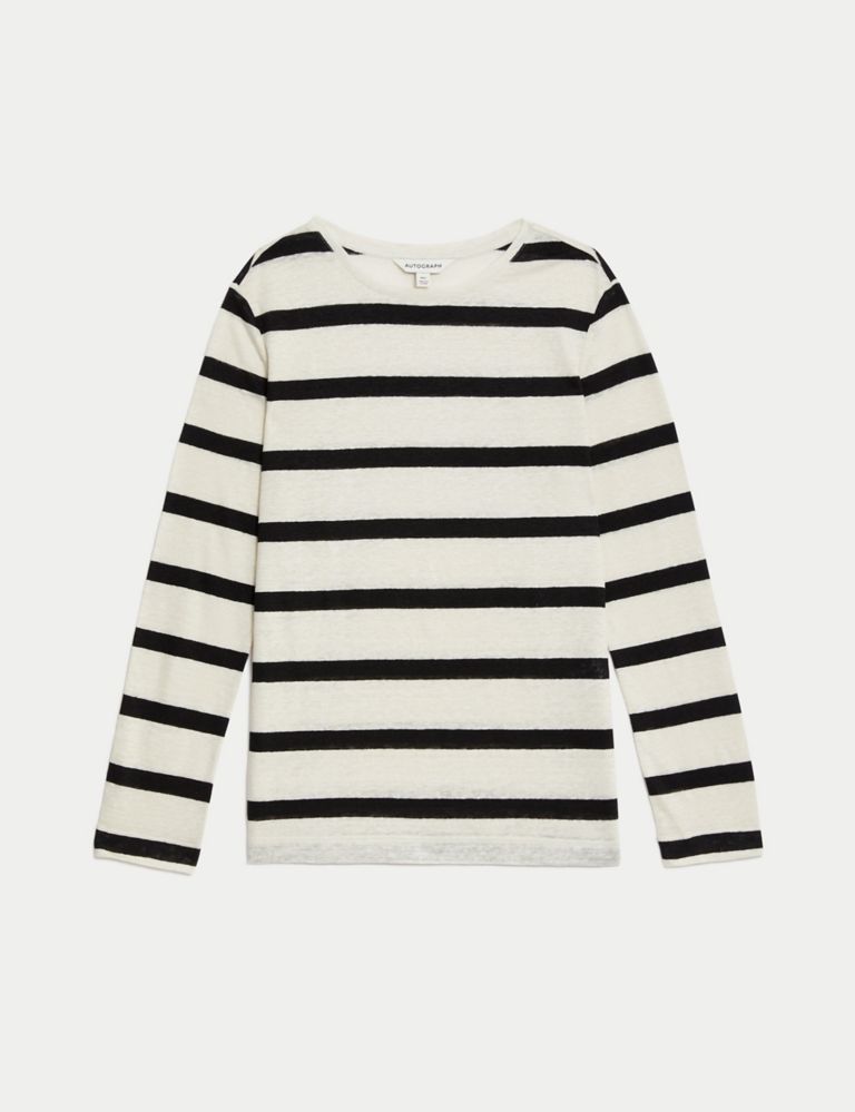 Pure Linen Striped Regular Fit Top 2 of 5