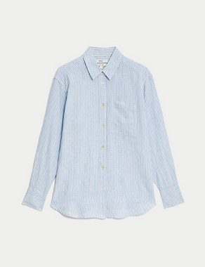 Pure Linen Striped Relaxed Shirt Image 2 of 5
