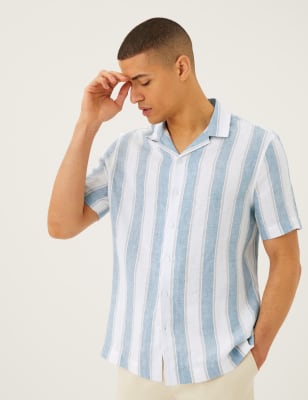 mens short sleeve pinstripe shirt
