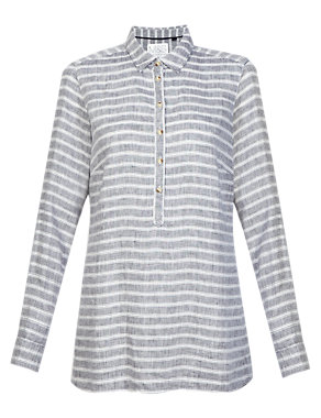 Pure Linen Striped Shirt Image 2 of 5